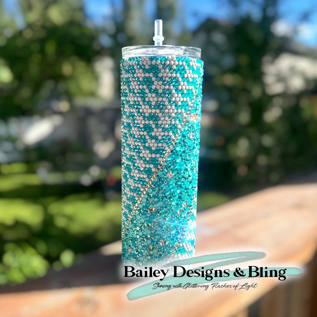 Luxe Frost Rhinestone Tumbler Template – SS16 Honeycomb + Scatter Pattern for 20oz Skinny Straight Tumblers