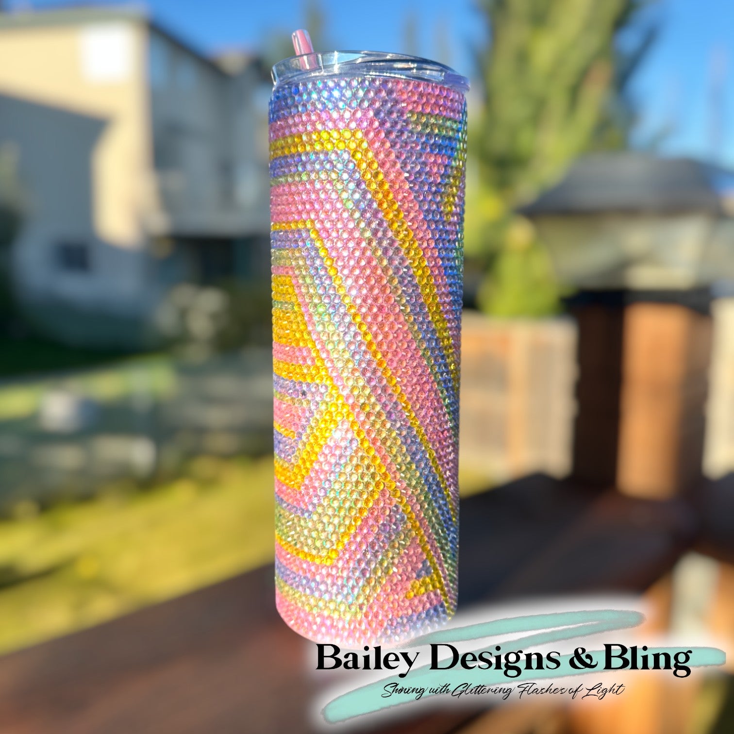 Pastel Lines Rhinestone Tumbler Template – SS16 Honeycomb Pattern for 20oz Skinny Straight Tumblers