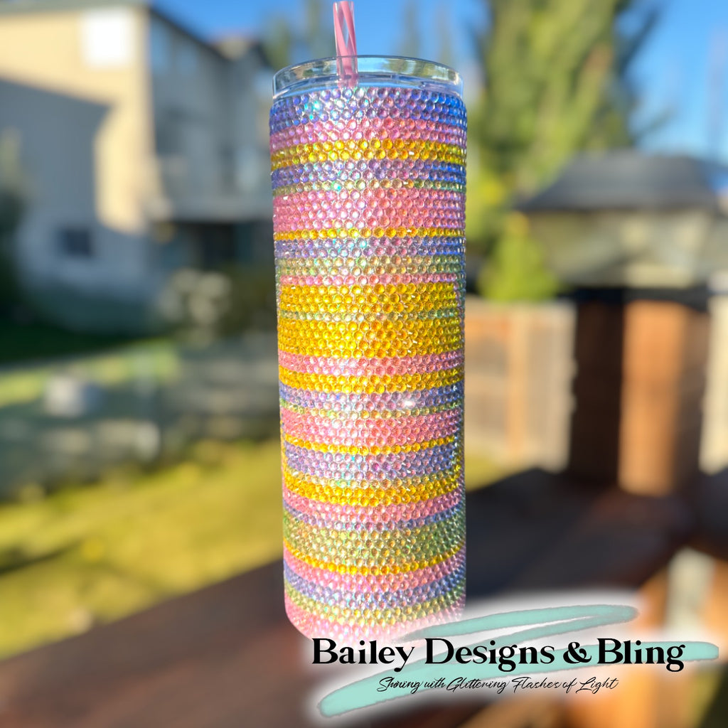 Pastel Lines Rhinestone Tumbler Template – SS16 Honeycomb Pattern for 20oz Skinny Straight Tumblers