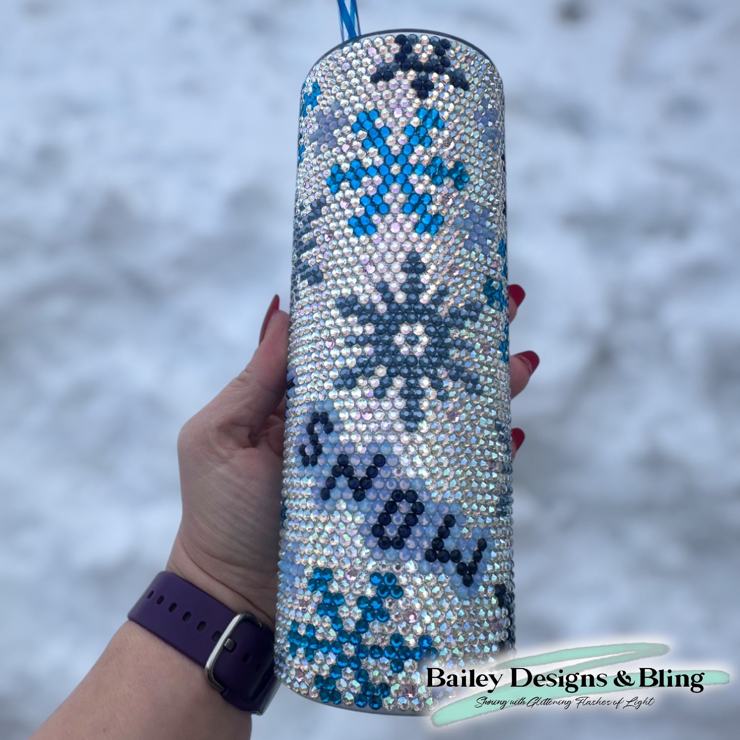 Let It Snow Rhinestone Tumbler Template – SS16 Honeycomb Pattern for 20oz Skinny Straight Tumblers