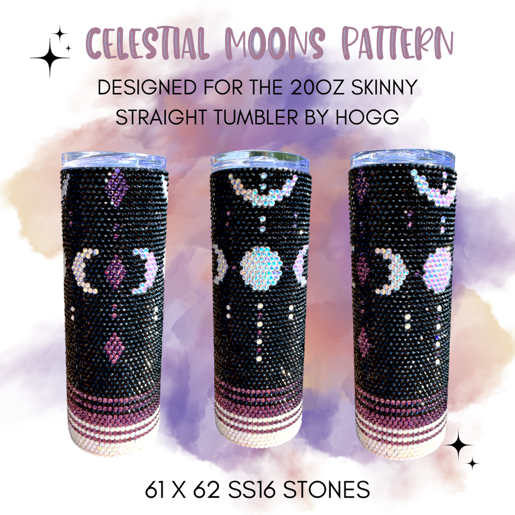 Celestial Moons Rhinestone Tumbler Template – SS16 Honeycomb Pattern for 20oz Skinny Straight Tumblers