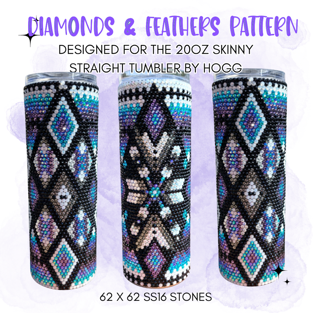 Diamonds & Feathers Rhinestone Tumbler Template – SS16 Honeycomb Pattern for 20oz Skinny Straight Tumblers