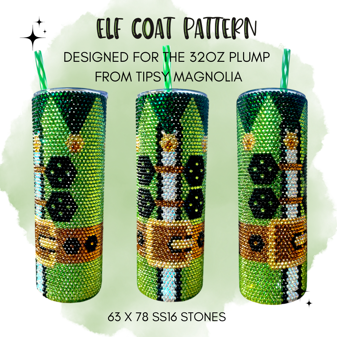 Elf Coat Rhinestone Tumbler Template – SS16 Honeycomb Pattern for 32oz Skinny Plump Tumblers