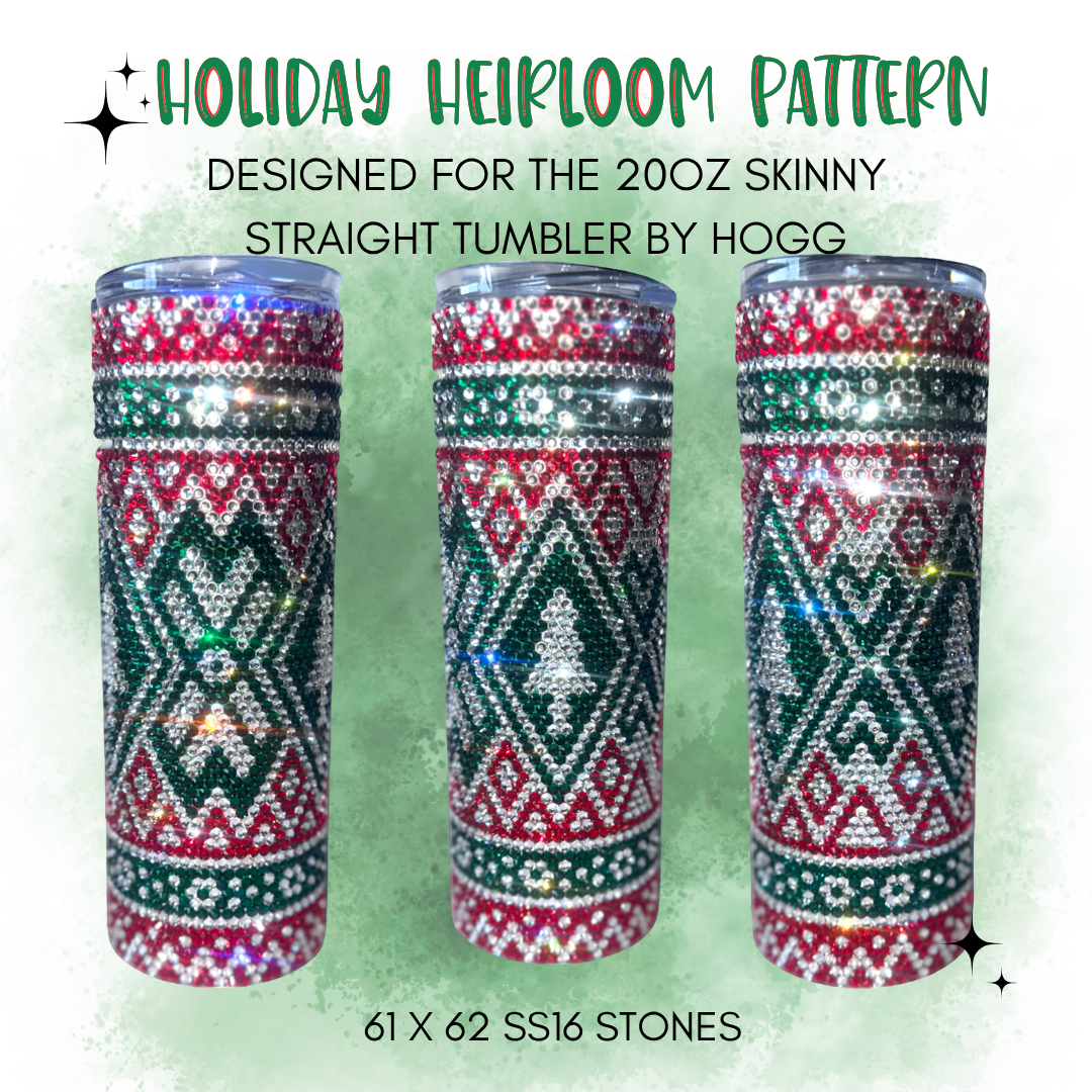 Holiday Heirloom Rhinestone Tumbler Template – SS16 Honeycomb Pattern for 20oz Skinny Straight Tumblers