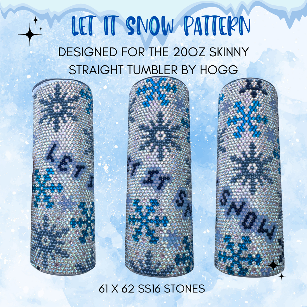 Let It Snow Rhinestone Tumbler Template – SS16 Honeycomb Pattern for 20oz Skinny Straight Tumblers