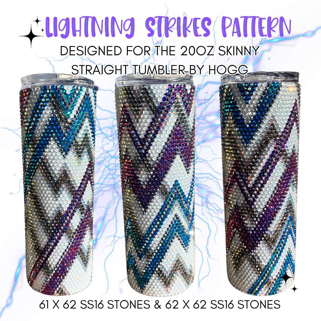 Lightning Strikes Rhinestone Tumbler Template – SS16 Honeycomb Pattern for 20oz Skinny Straight Tumblers