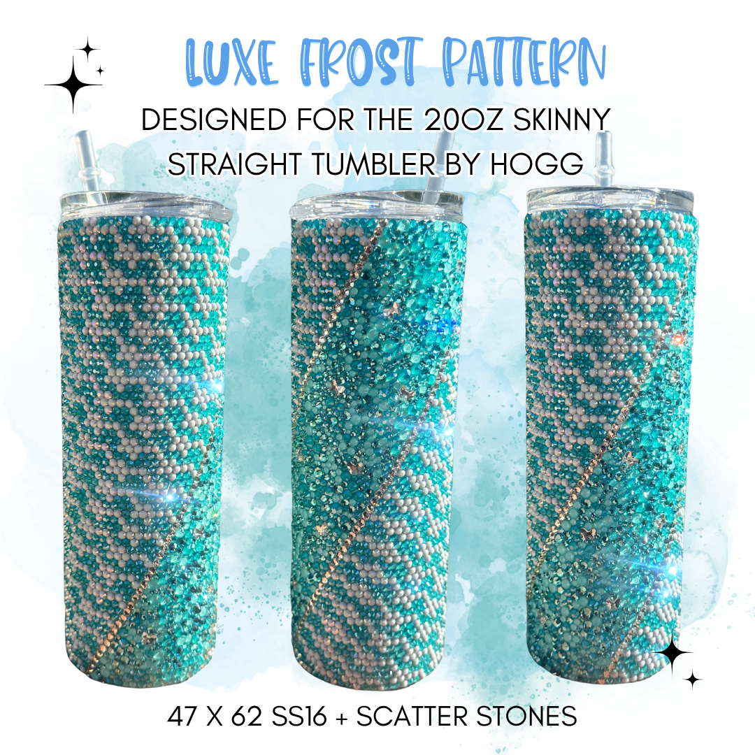 Luxe Frost Rhinestone Tumbler Template – SS16 Honeycomb + Scatter Pattern for 20oz Skinny Straight Tumblers