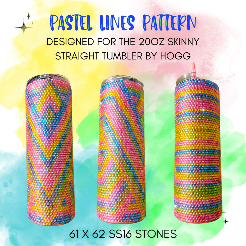 Pastel Lines Rhinestone Tumbler Template – SS16 Honeycomb Pattern for 20oz Skinny Straight Tumblers