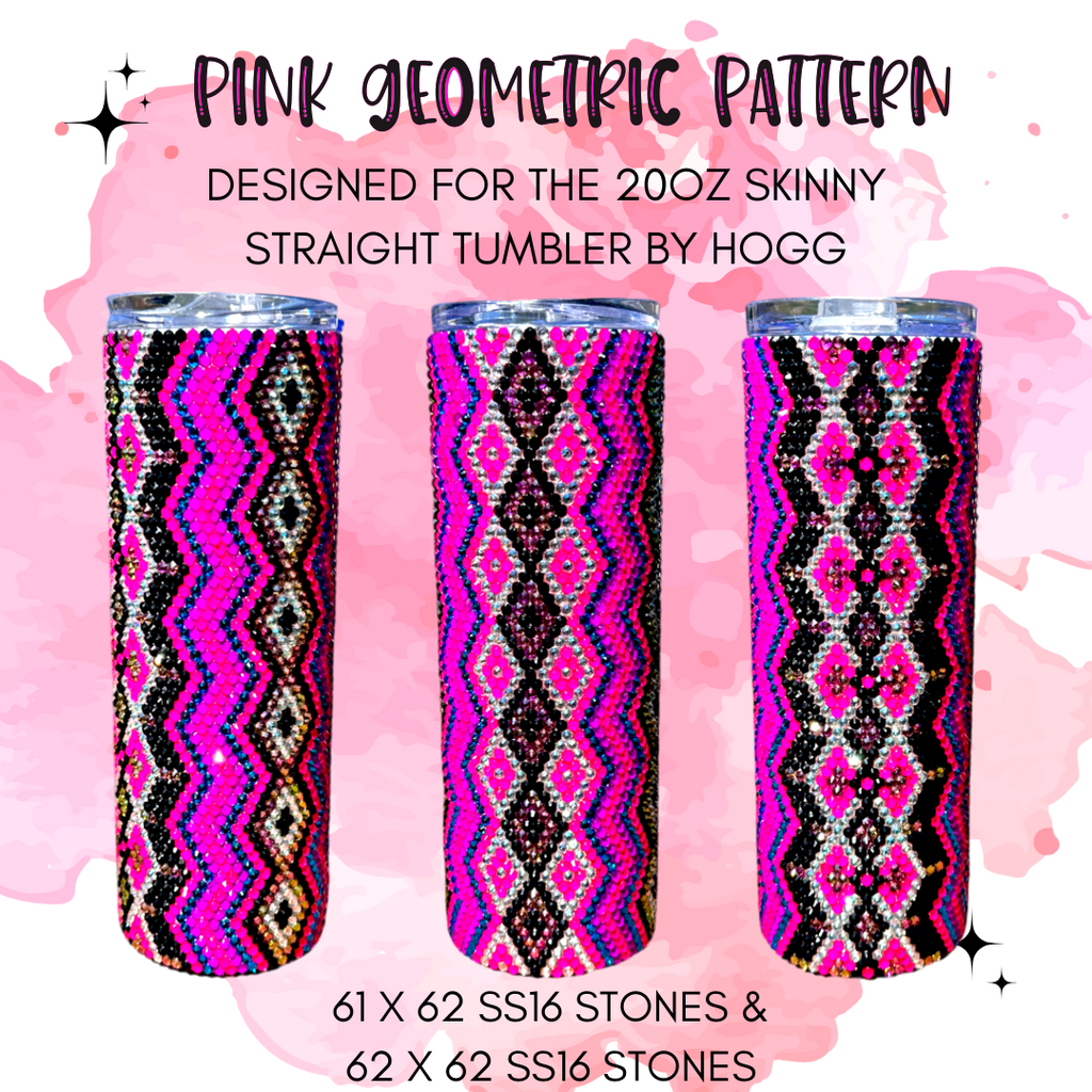 Pink Geometric Rhinestone Tumbler Template – SS16 Honeycomb Pattern for 20oz Skinny Straight Tumblers
