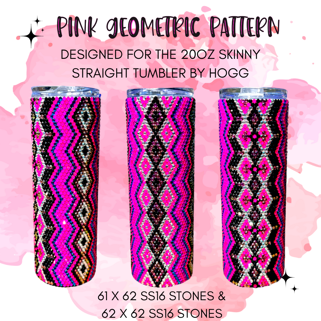 Pink Geometric Rhinestone Tumbler Template – SS16 Honeycomb Pattern for 20oz Skinny Straight Tumblers
