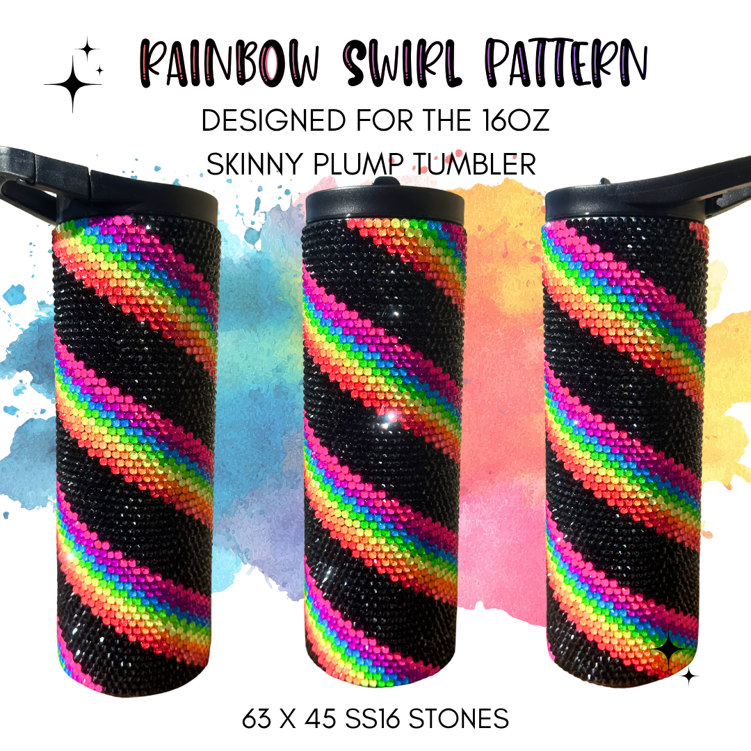 Rainbow Swirl Rhinestone Tumbler Template – SS16 Honeycomb Pattern for 16oz Plump Straight Tumblers