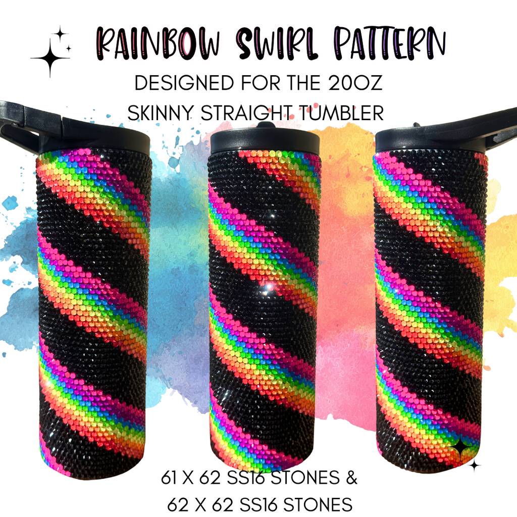 Rainbow Swirl Rhinestone Tumbler Template – SS16 Honeycomb Pattern for 20oz Skinny Straight Tumblers