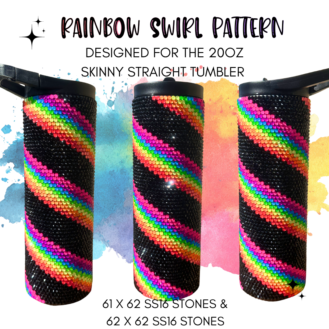 Rainbow Swirl Rhinestone Tumbler Template – SS16 Honeycomb Pattern for 20oz Skinny Straight Tumblers