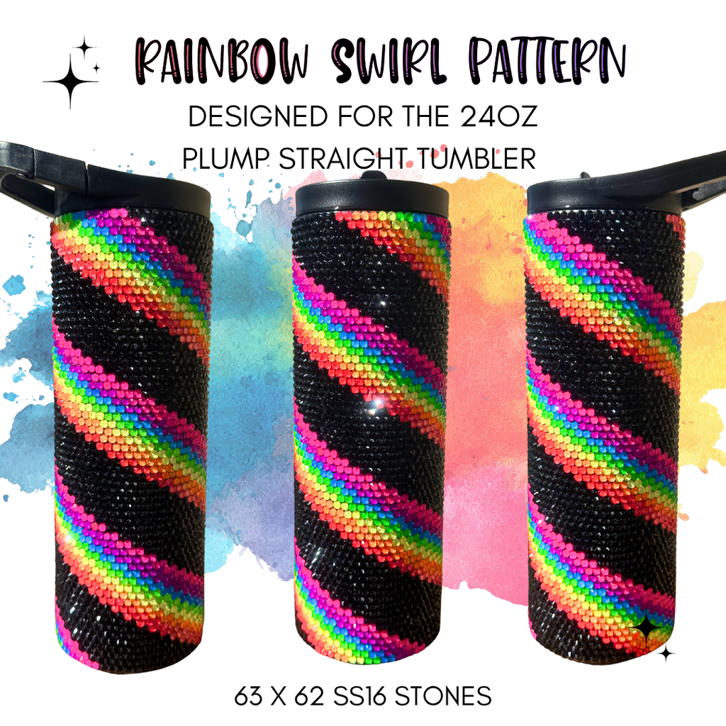 Rainbow Swirl Rhinestone Tumbler Template – SS16 Honeycomb Pattern for 24oz Plump Straight Tumblers