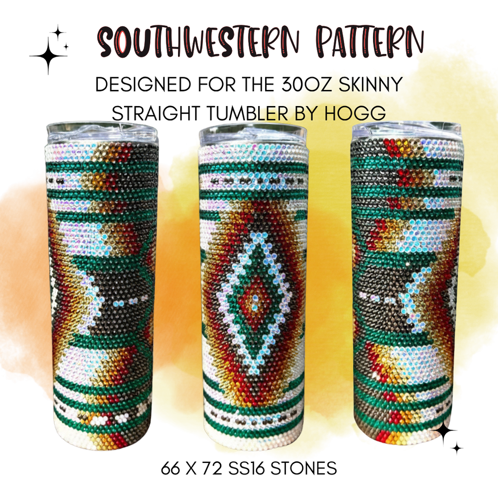 Southwestern Rhinestone Tumbler Template – SS16 Honeycomb Pattern for 30oz Skinny Straight Tumblers