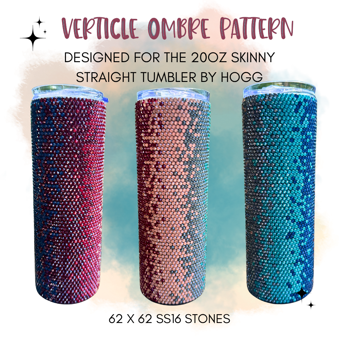Vertical Ombre Rhinestone Tumbler Template – SS16 Honeycomb Pattern for 20oz Skinny Straight Tumblers