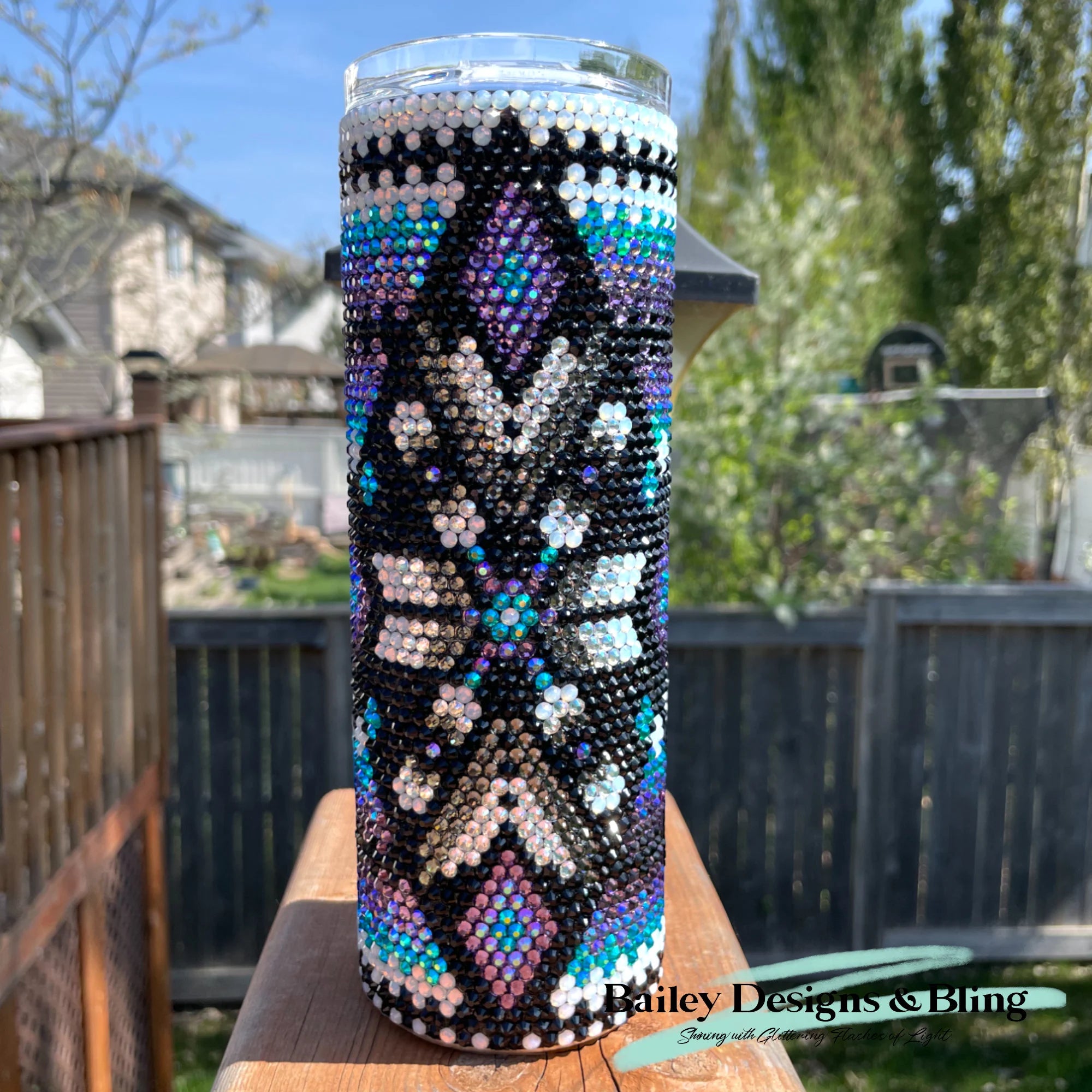 Diamonds & Feathers Rhinestone Tumbler Template – SS16 Honeycomb Pattern for 20oz Skinny Straight Tumblers
