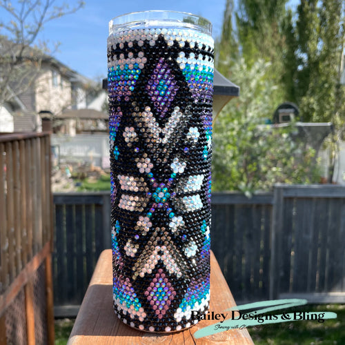 Diamonds & Feathers Rhinestone Tumbler Template – SS16 Honeycomb Pattern for 20oz Skinny Straight Tumblers