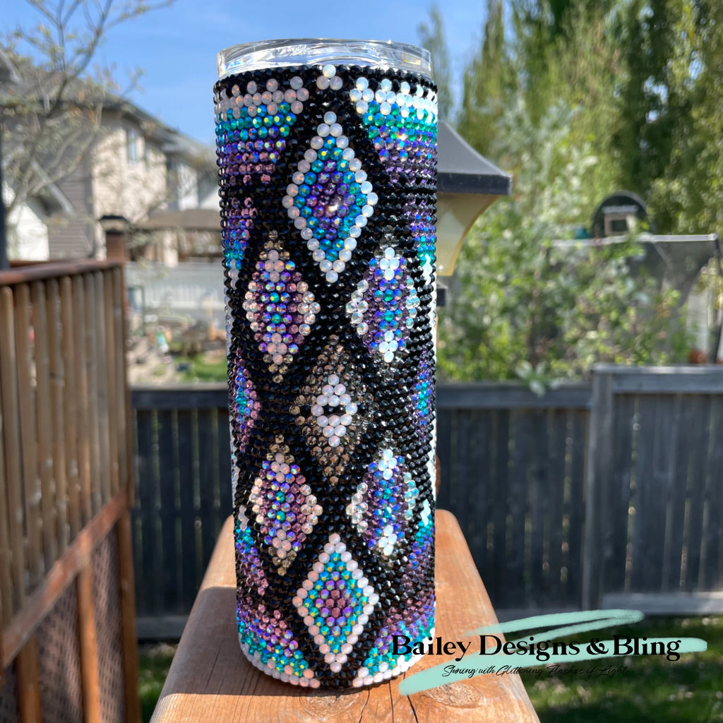 Diamonds & Feathers Rhinestone Tumbler Template – SS16 Honeycomb Pattern for 20oz Skinny Straight Tumblers