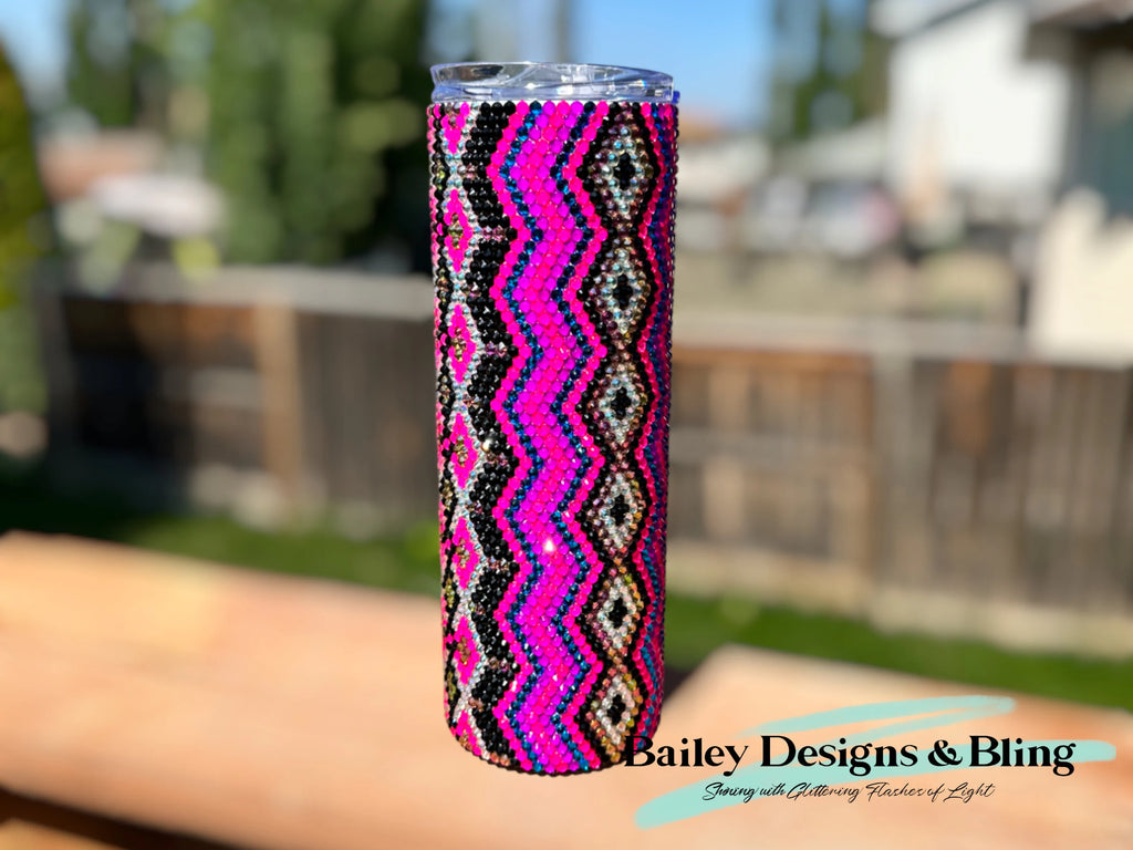 Pink Geometric Rhinestone Tumbler Template – SS16 Honeycomb Pattern for 20oz Skinny Straight Tumblers