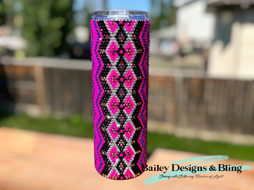 Pink Geometric Rhinestone Tumbler Template – SS16 Honeycomb Pattern for 20oz Skinny Straight Tumblers