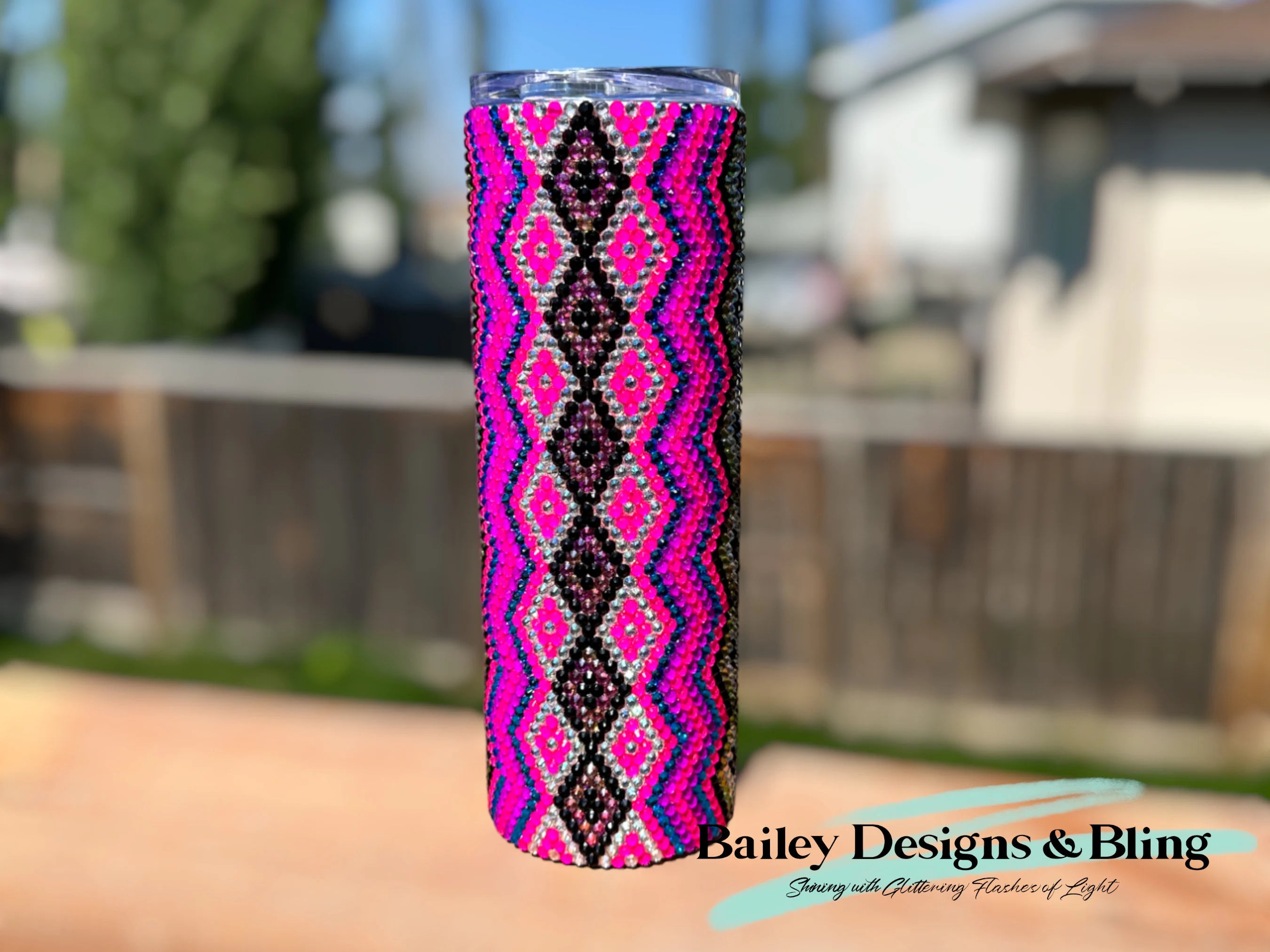 Pink Geometric Rhinestone Tumbler Template – SS16 Honeycomb Pattern for 20oz Skinny Straight Tumblers