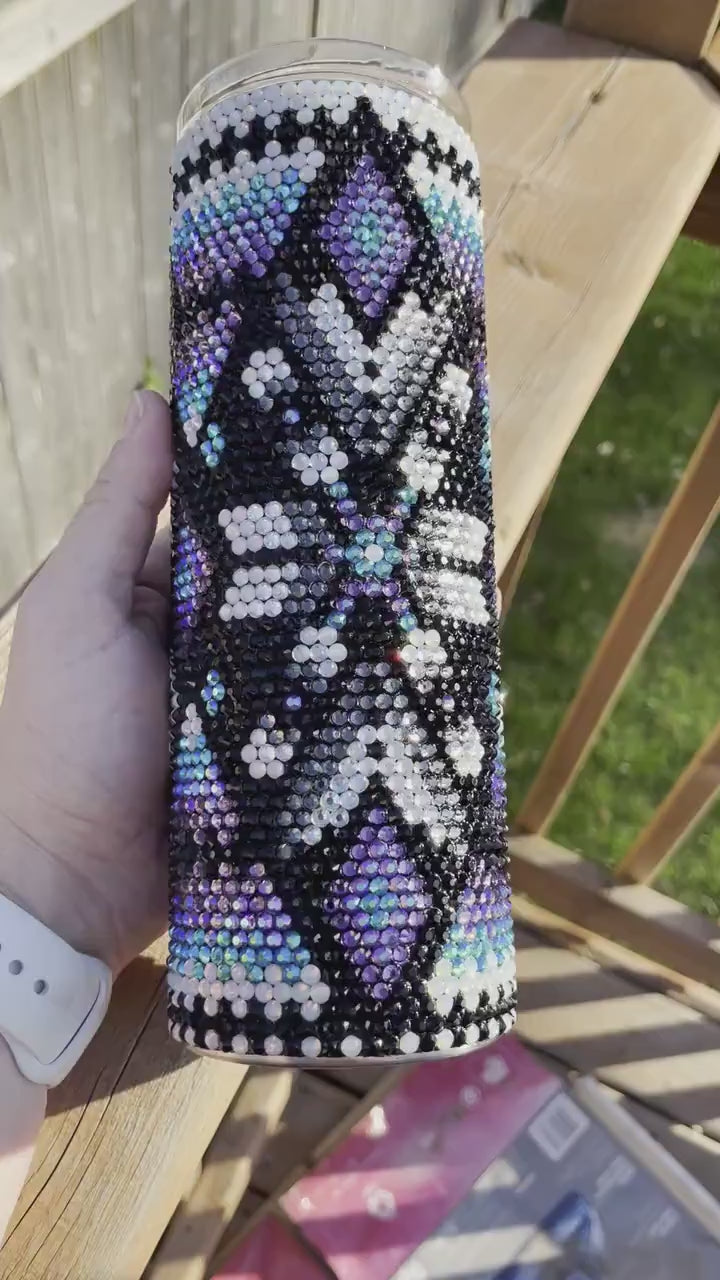 Diamonds & Feathers Rhinestone Tumbler Template – SS16 Honeycomb Pattern for 20oz Skinny Straight Tumblers